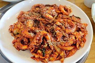 Nakji-bokkeum (stir-fried octopus)