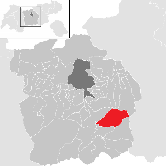 Kommunens läge i distriktet Innsbruck-Land