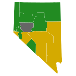 Democratic caucus results by county.
Hillary Clinton
Bernie Sanders
Tie Nevada Democratic Presidential Caucuses Election Results by County, 2016.svg