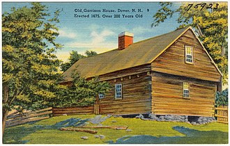 1675 William Damm Garrison, one of the oldest intact garrison houses in the state, as well as the oldest house in Dover and one of the oldest houses in New Hampshire Old Garrison House, Dover, N.H., erected 1675, over 200 years old (75923).jpg