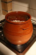 Glazed terracotta casserole bowl