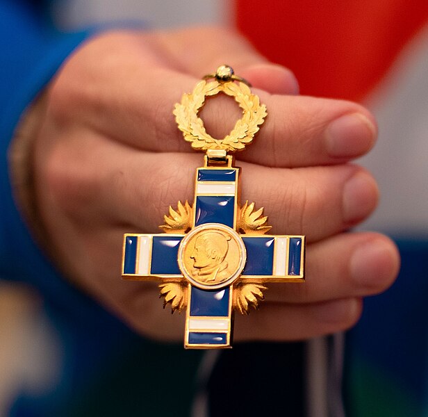 File:Order of José Matías Delgado and a 2023 Central American and Caribbean Games medal (cropped).jpg