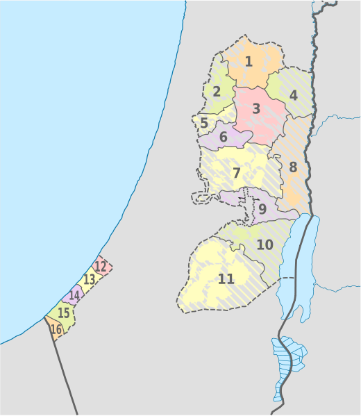 File:Palestine (Zones A+B) (-claimed), administrative divisions - Nmbrs - colored (Zone C hatched).svg