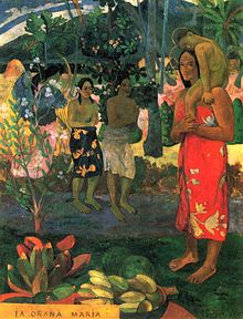 Paul Gauguin, Ia Orana Maria (1891); olio su tela, 113,7×87,7 cm, Metropolitan Museum of Art, New York