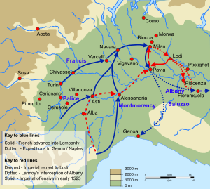 French advances in Lombardy 1524 (map)