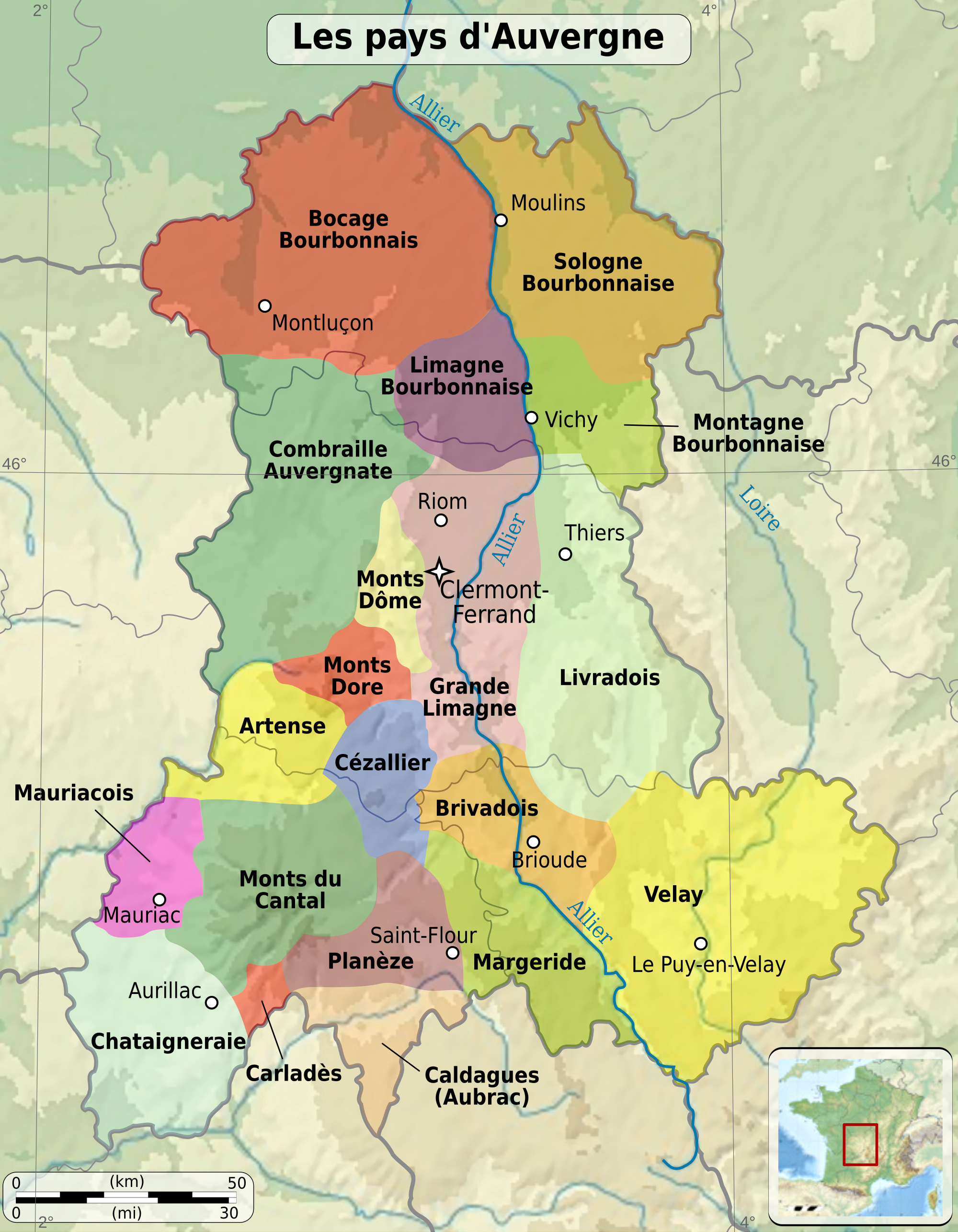 Constitutions of Clarendon: Map of Auvergne