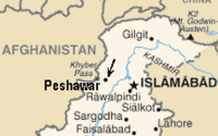 Položaj Pešavara na karti Pakistana