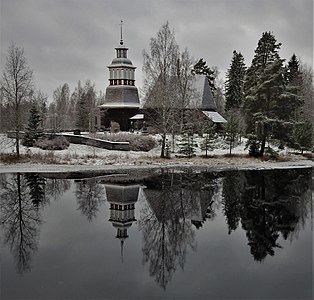 Petäjävesi Old Church on a winter's day Photograph: Maarit Siitonen