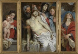 The Lamentation over the Dead Christ label QS:Len,"The Lamentation over the Dead Christ" circa 1618 date QS:P,+1618-00-00T00:00:00Z/9,P1480,Q5727902