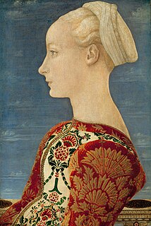 <i>Profile Portrait of a Young Lady</i> 1465 half-length portrait attributed to Antonio del Pollaiuolo