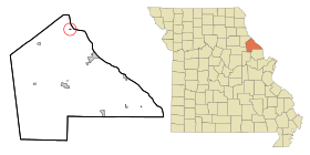 Pike County Missouri Incorporated and Unincorporated areas Ashburn Highlighted.svg