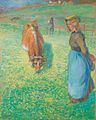 Paysanne gardant une vache, Osny 1883