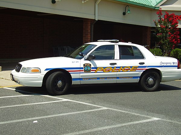 A Westtown-East Goshen Regional Police Department car, serving Thornbury, East Goshen, and Westtown townships