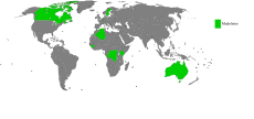 Land hvor Madeleine (grønt) er mye brukt