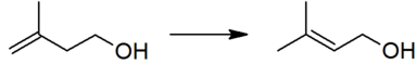 Isomerización do isoprenol a prenol, que é o segundo paso na fabricación de prenol.