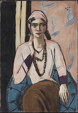 Quappi con sueter rosa (Max Beckmann, 1932--1934).jpg