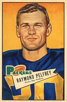 Ray Pelfrey was the Packers' seventeenth-round selection in the 1951 draft. Ray Pelfrey - 1952 Bowman Large.jpg