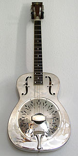 Resonator guitar Fretted string instrument modified for loudness