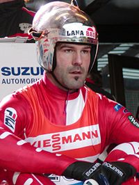 Армін Цеггелер на старті спроби на етапі Кубка світу «Rodel-Weltcup»-2005