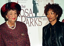 Dorothy Height and Angela Bassett Rosa Parks story movie (wiki page) Dorothy Height and Angela Bassett (48591893776).jpg