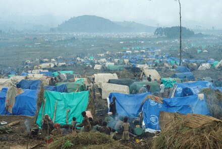 Camp de réfugiés rwandais en RDC en 1994.