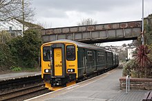A Great Western Railway Class 150 calls with a Penzance to Plymouth local service