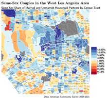 Map of same-sex couples in Los Angeles Same-Sex Couples in the West Los Angeles Area.png