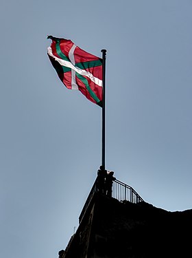 Flag of the Basque Country on the Baluarte del Mirador in San Sebastian