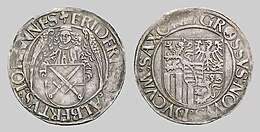 Elector Frederick III the Wise with Dukes John the Steadfast and Albert the Bold, Annaberg Schreckenberger, undated, (1498/1499) Schr 1498-1500.jpg