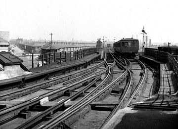 Liverpool Overhead Railway Seaforth Sands railway station opened 1894, railway opened 1893, photo 1951