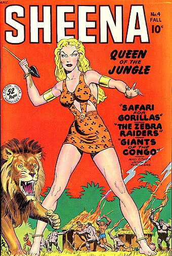 Sheena #4 (Fall 1948). Cover art by Joe Doolin