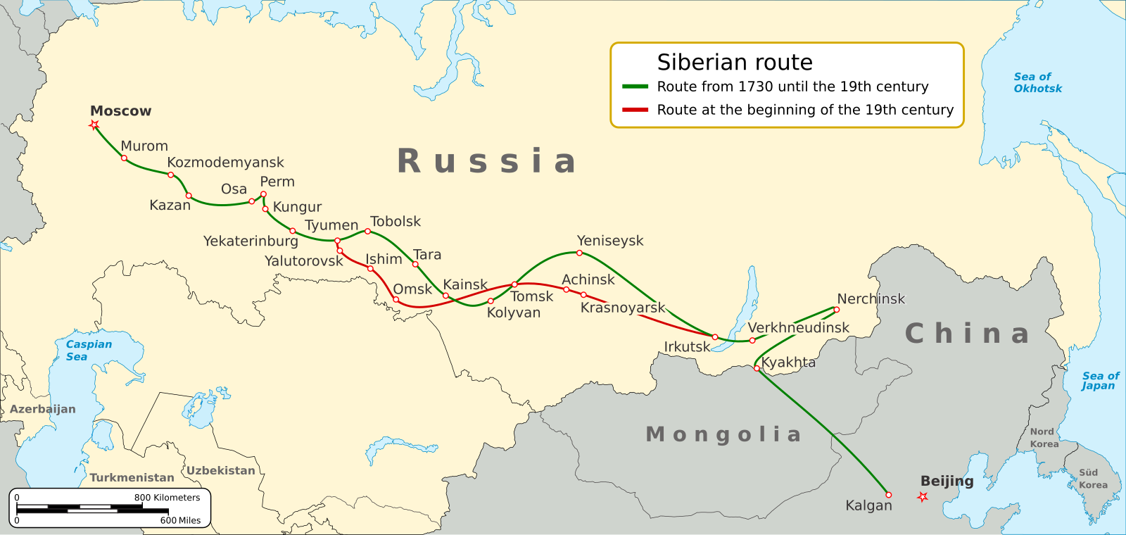 Карта Сибирского тракта 19 века