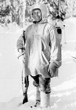 Simo Häyhä talvisodassa 17. helmikuuta 1940.