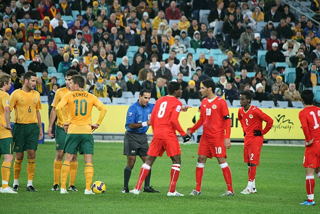 The Bahrain national football team playing Australia on 10 June 2009 in a World Cup qualifier