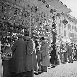 Stalletjes op de kerstmarkt op de Piazza Navona.