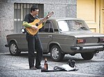 Street musician in Saint Petersburg, Russia, (August 2008)