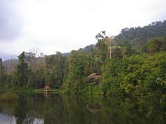 Lake and camping area below the Krathing waterfall