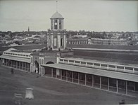 The Market in Bangalore - c1880's (predecessor to the Russell Market), the spire of St. John's can be seen on the top left