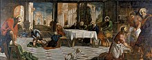 Shipley Art Gallery version Tintoretto Christ washing feet Shipley gallery.jpg
