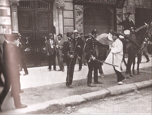 Suspects rounded up by the Civil Guard.