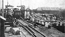 Trowse old swing bridge during removal) Trowse old swing bridge, during removal (Railway Magazine, 100, October 1905).jpg