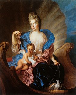François de Troy: Portrét Anny Constantie von Cosel se synem jako kupidem, 1712