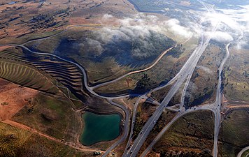 Aerial view of Tuggeranong Parkway in the Australian Capital Territory