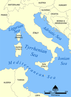 Tyrrhenian Sea Part of the Mediterranean Sea off the western coast of Italy