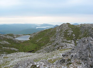 View northwest to Killary Harbour, from the summit of Benbrack