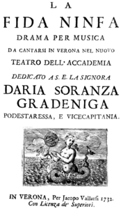 Vivaldi - La fida ninfa - title page of the libretto, Verona 1732.png