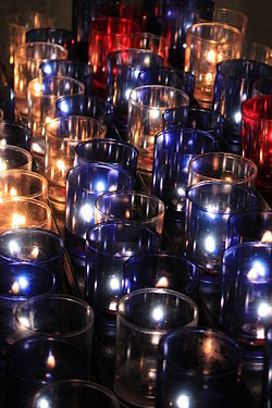 Lights of Hope 2, votive candles, Saint Corentin church, Kemper, France