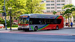 The XE40 on the N4 running to Farragut Square in 2017 WMATA New Flyer Xcelsior XE40.jpg