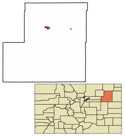 Location of the Town of Akron in Washington County, Colorado.