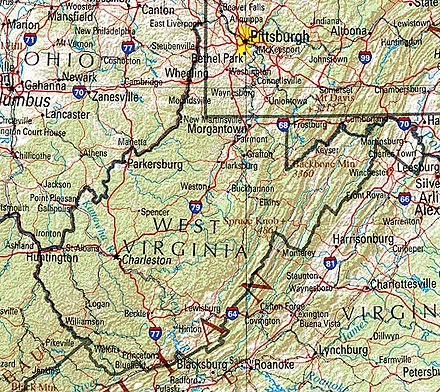 Carte de la Virginie-Occidentale.